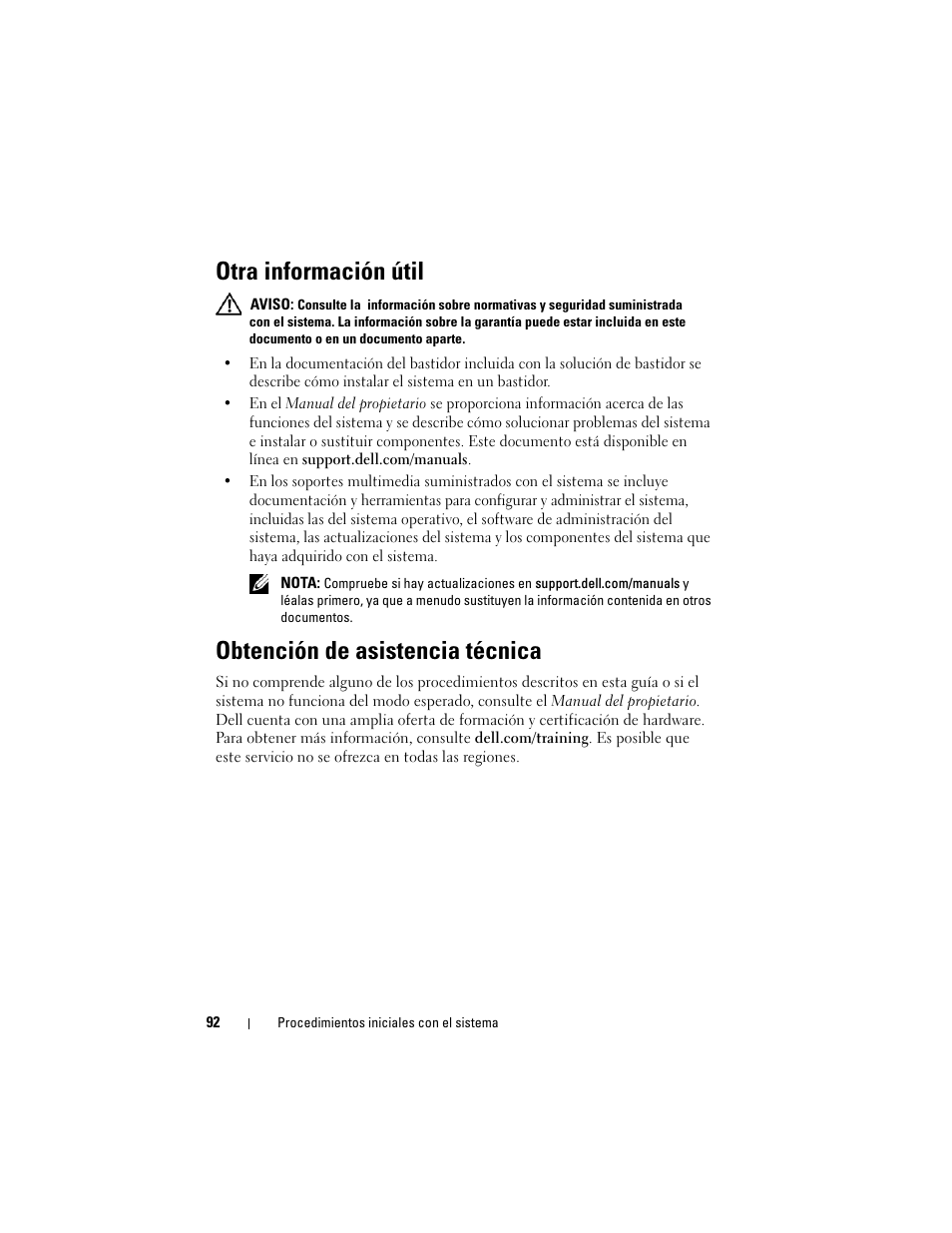Otra información útil, Obtención de asistencia técnica | Dell PowerEdge R210 II User Manual | Page 94 / 124