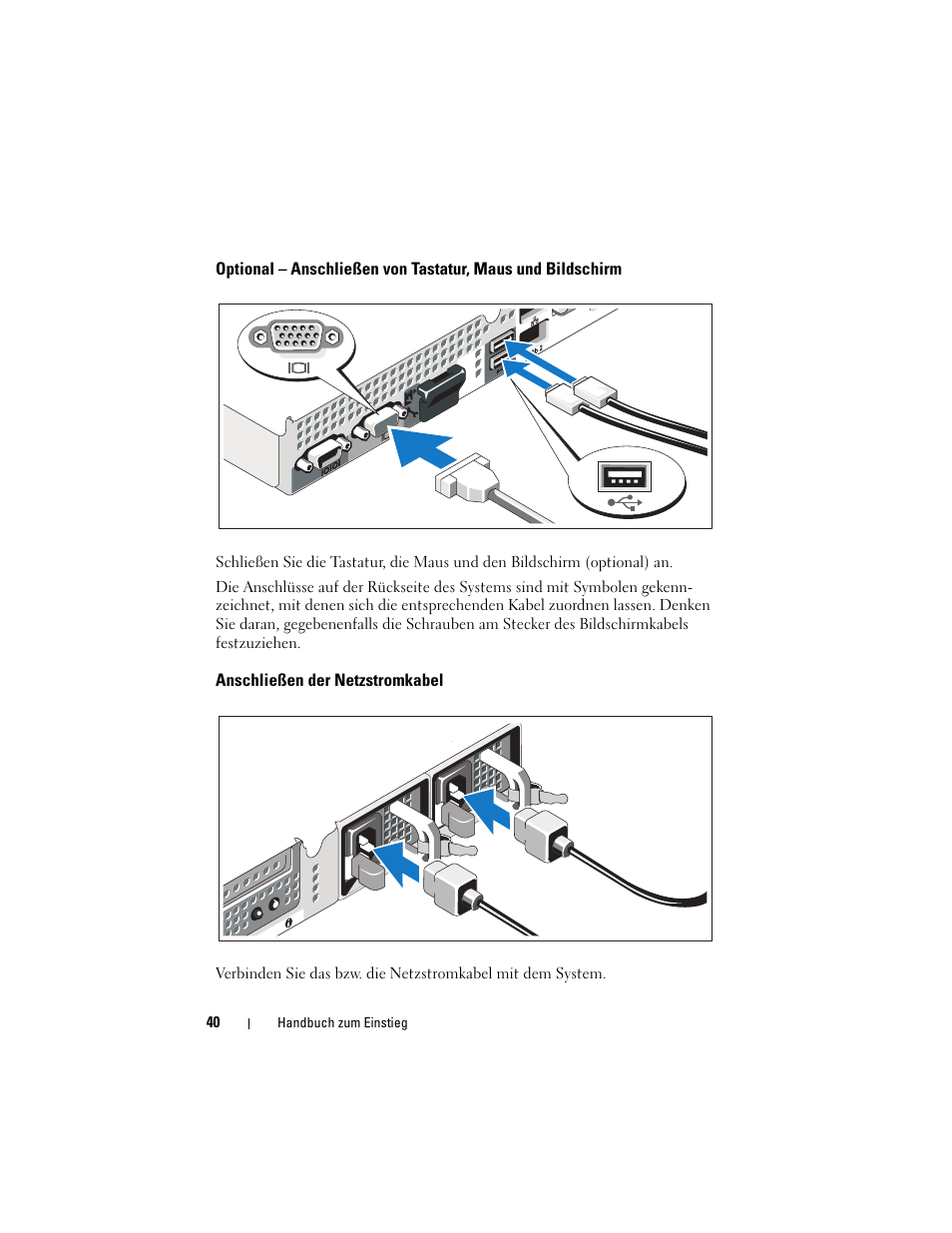 Anschließen der netzstromkabel | Dell PowerVault NX300 User Manual | Page 42 / 124