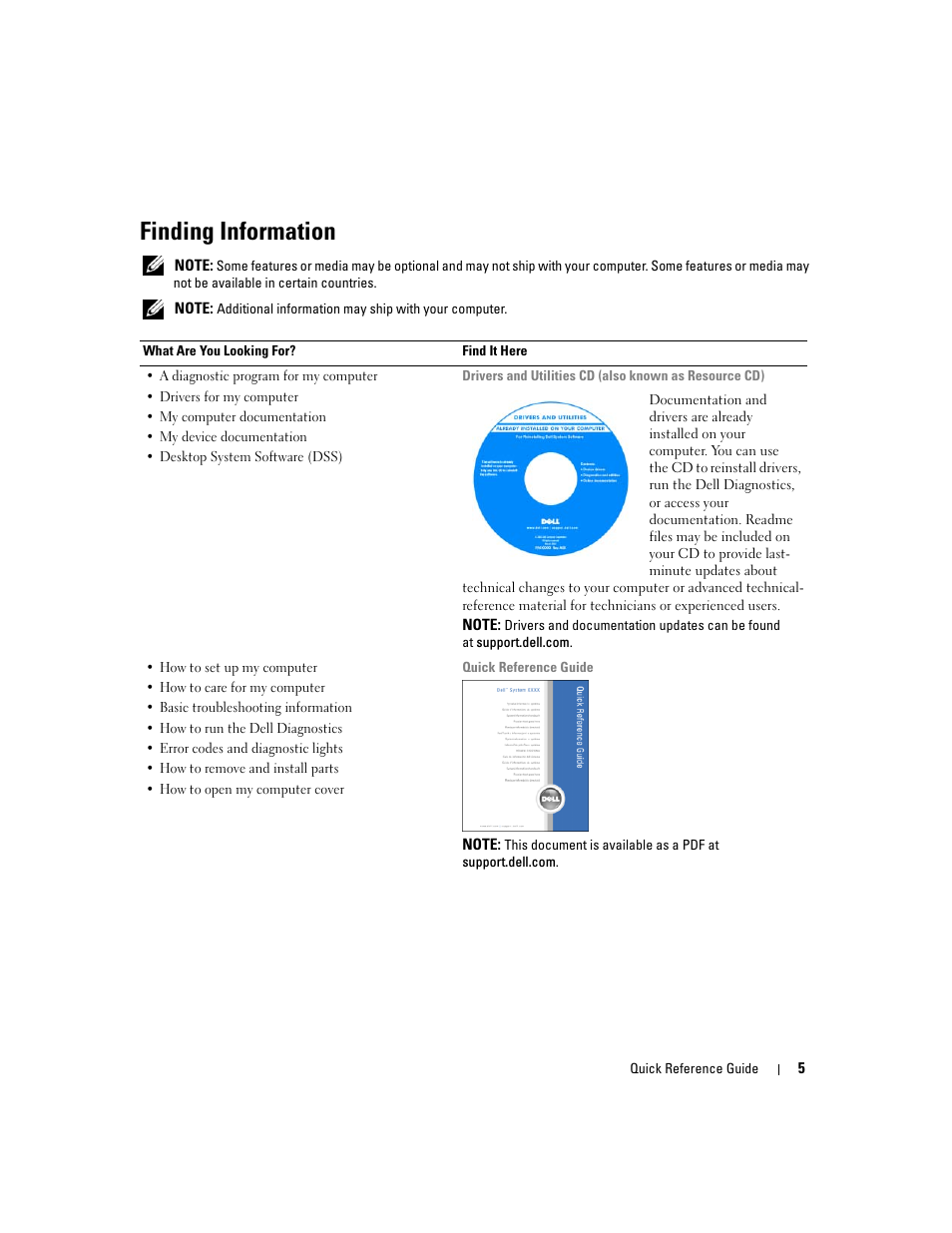 Finding information | Dell Precision 490 Desktop User Manual | Page 5 / 380