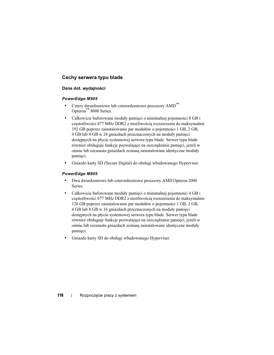 Cechy serwera typu blade | Dell PowerEdge M605 User Manual | Page 120 / 201