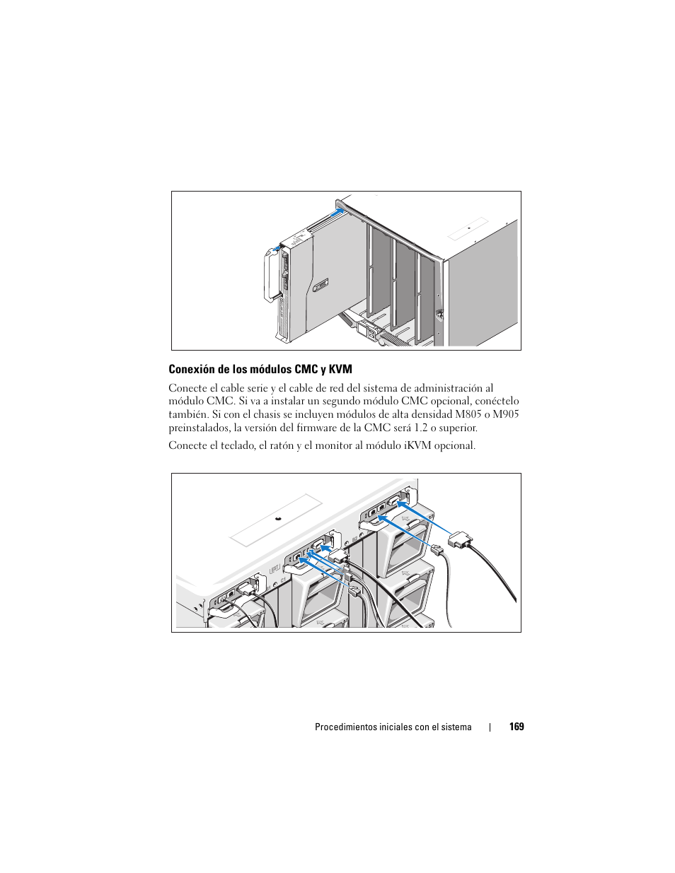 Conexión de los módulos cmc y kvm | Dell PowerEdge M605 User Manual | Page 171 / 201