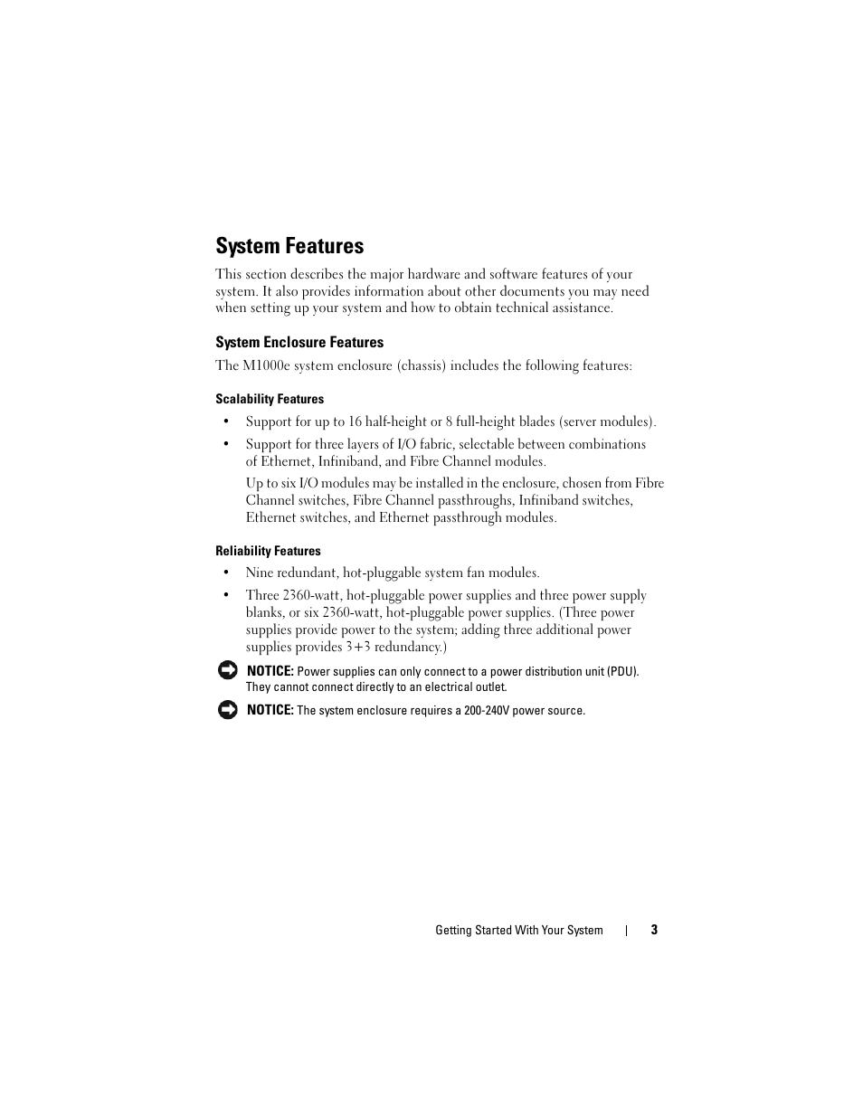 System features, System enclosure features | Dell PowerEdge M605 User Manual | Page 5 / 201