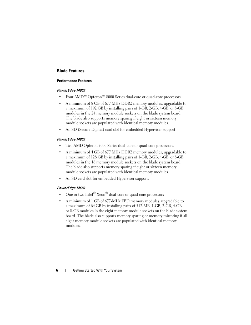 Blade features | Dell PowerEdge M605 User Manual | Page 8 / 201