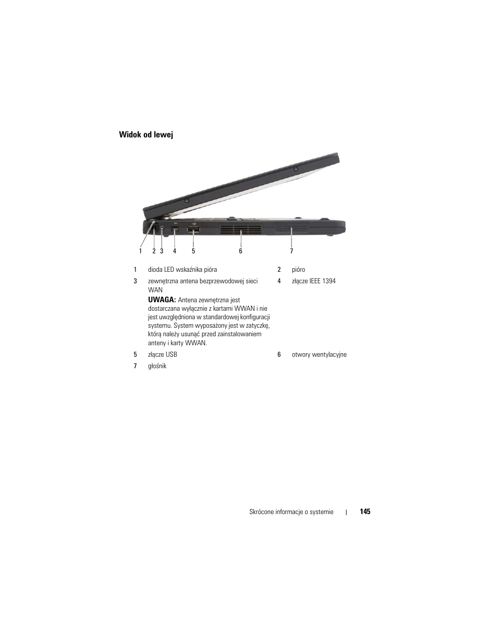 Widok od lewej | Dell Latitude XT User Manual | Page 145 / 200