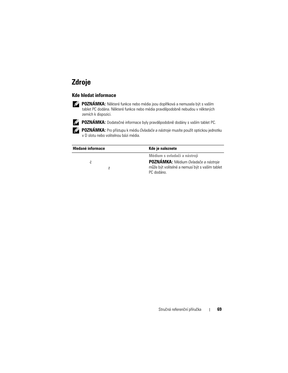 Zdroje, Kde hledat informace | Dell Latitude XT User Manual | Page 69 / 200