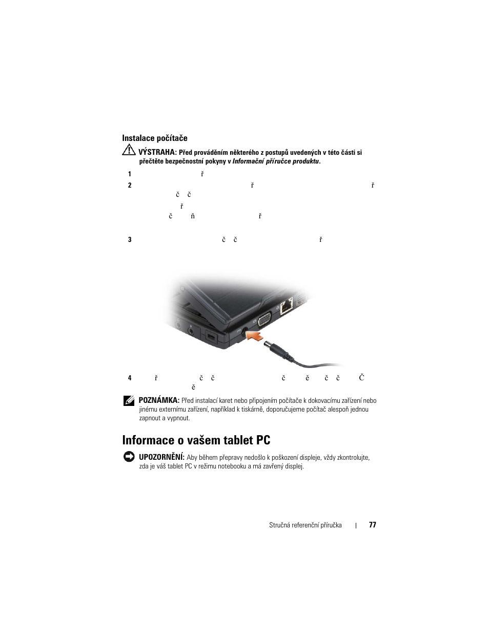 Instalace počítače, Informace o vašem tablet pc | Dell Latitude XT User Manual | Page 77 / 200