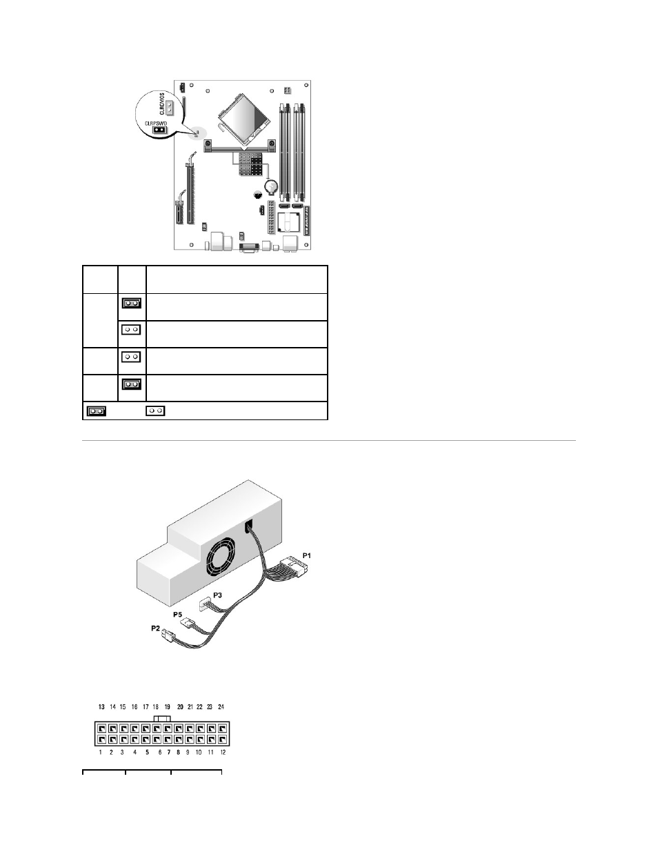 Power supply dc connector pin assignments, Dc power connector p1 | Dell XPS 210 User Manual | Page 46 / 52
