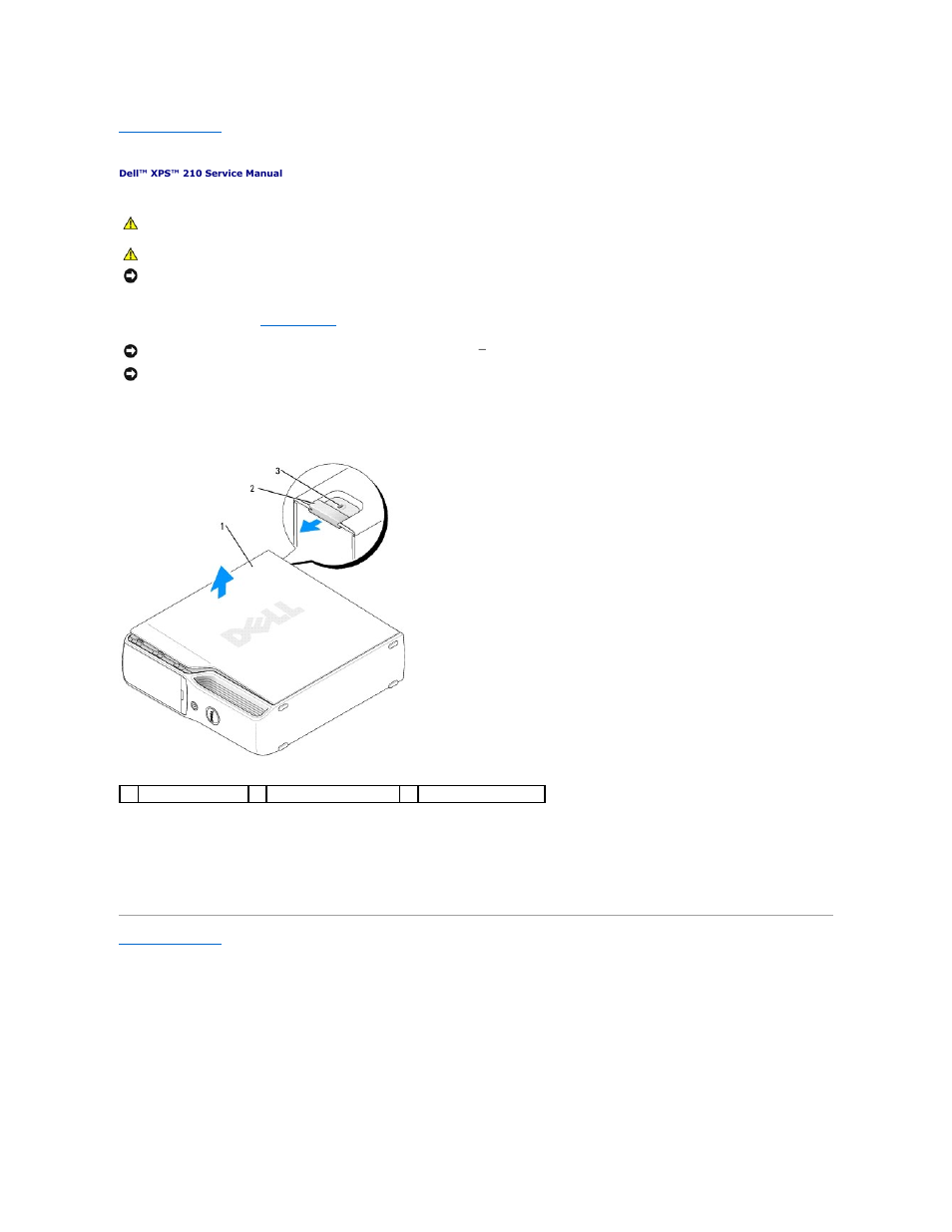 Removing the computer cover | Dell XPS 210 User Manual | Page 8 / 52