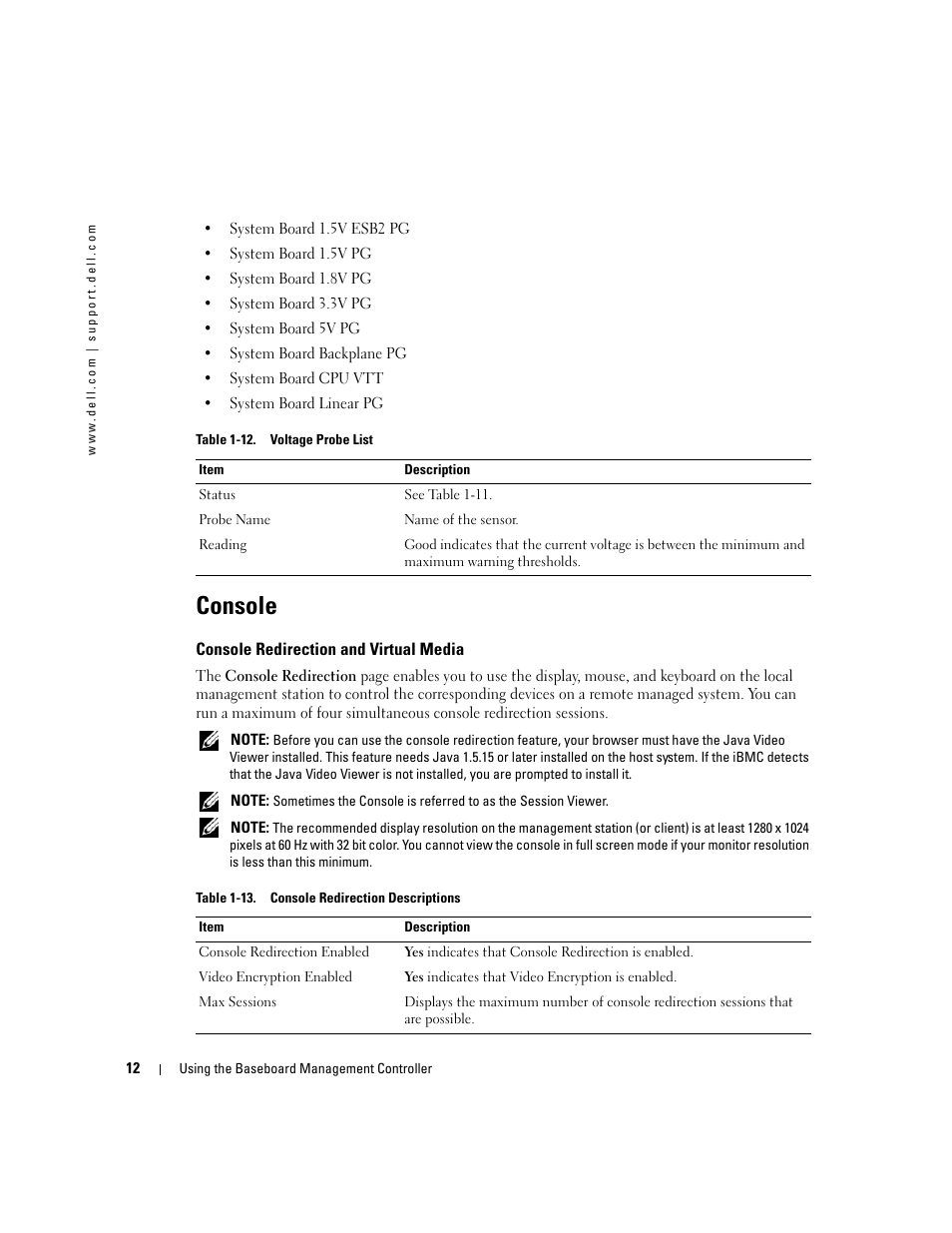 Console, Console redirection and virtual media | Dell PowerEdge C1100 User Manual | Page 12 / 32