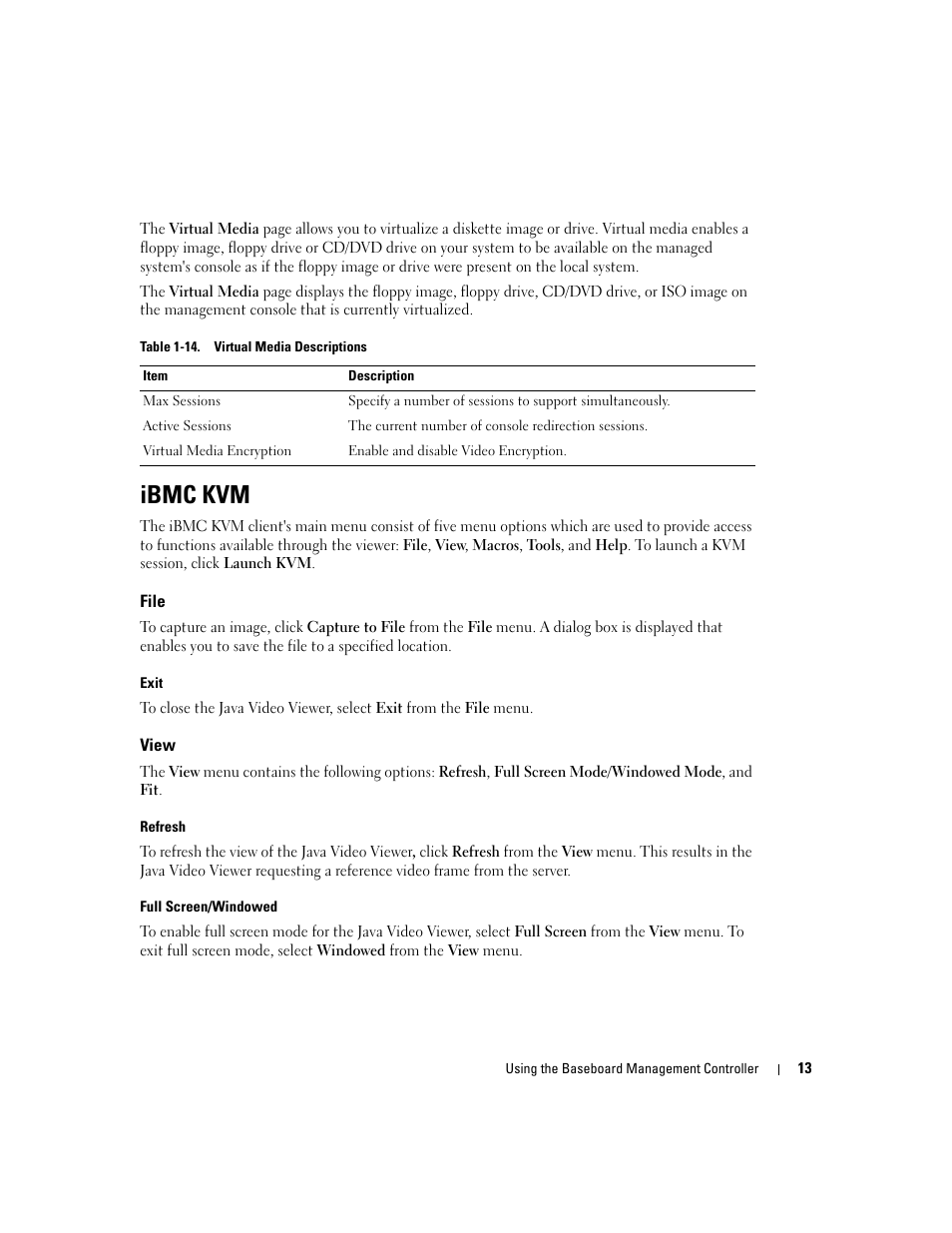 Ibmc kvm, File, View | Dell PowerEdge C1100 User Manual | Page 13 / 32