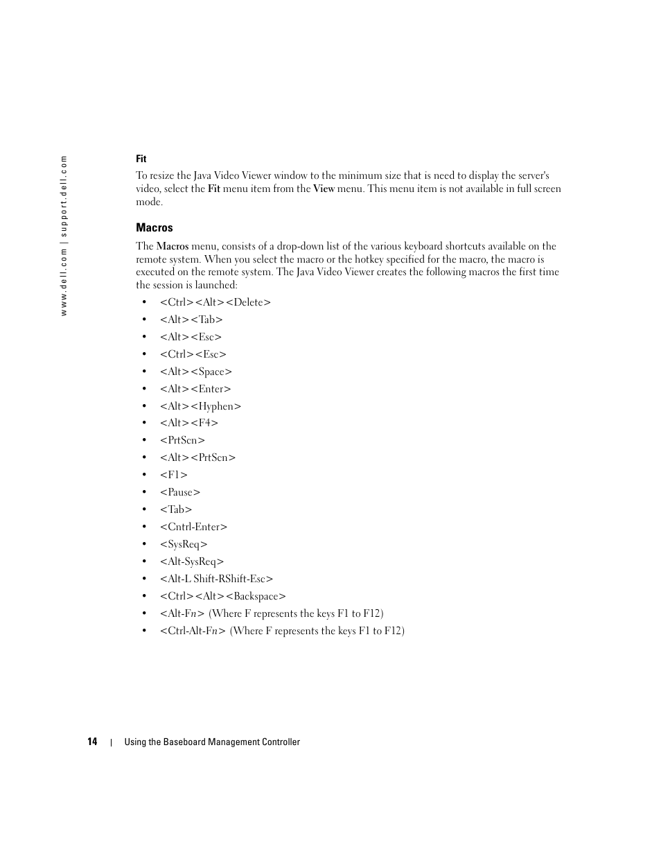 Macros | Dell PowerEdge C1100 User Manual | Page 14 / 32