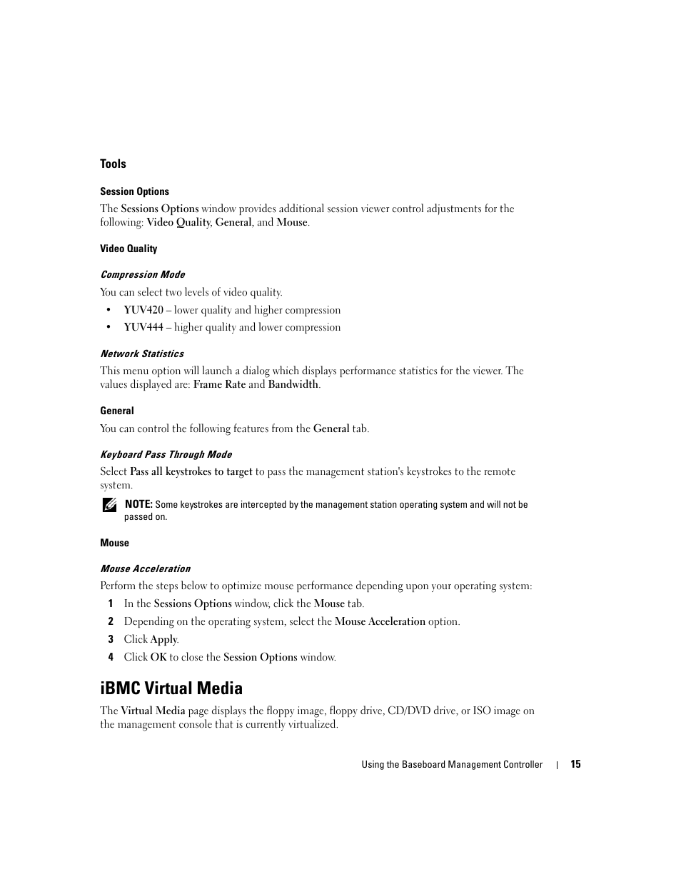 Tools, Ibmc virtual media | Dell PowerEdge C1100 User Manual | Page 15 / 32