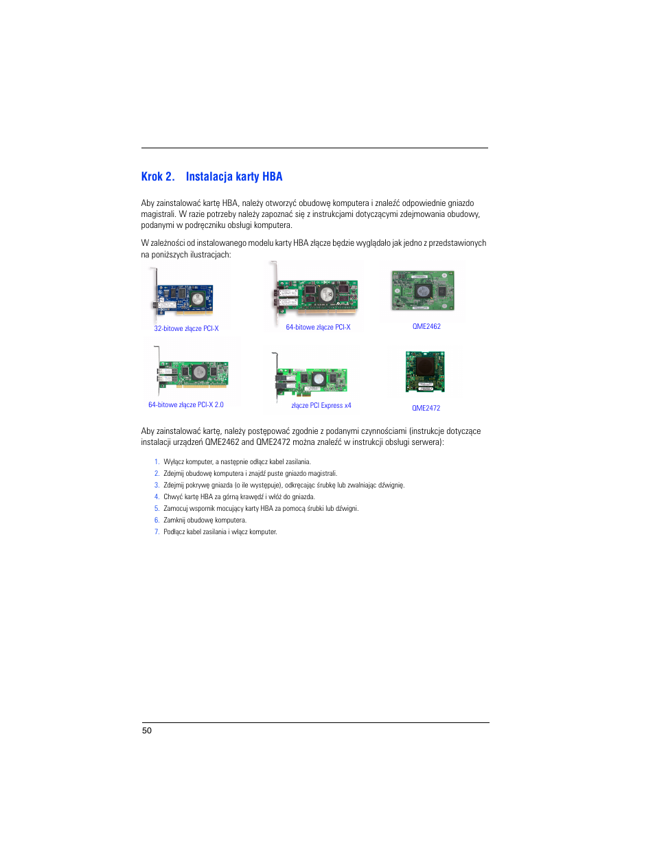 Krok 2. instalacja karty hba | Dell POWEREDGE M905 User Manual | Page 52 / 82