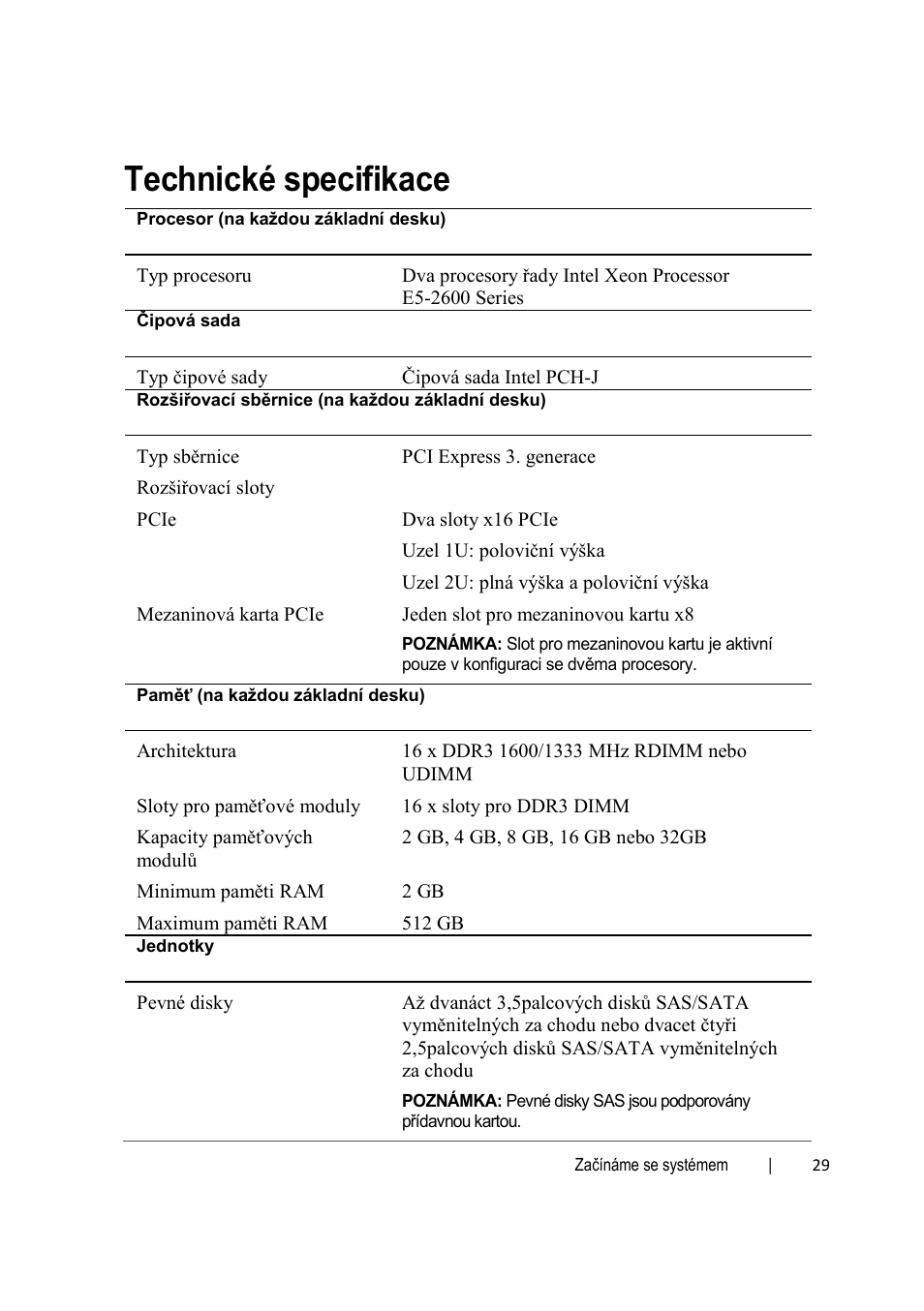 Technické specifikace | Dell PowerEdge C6220 User Manual | Page 31 / 168