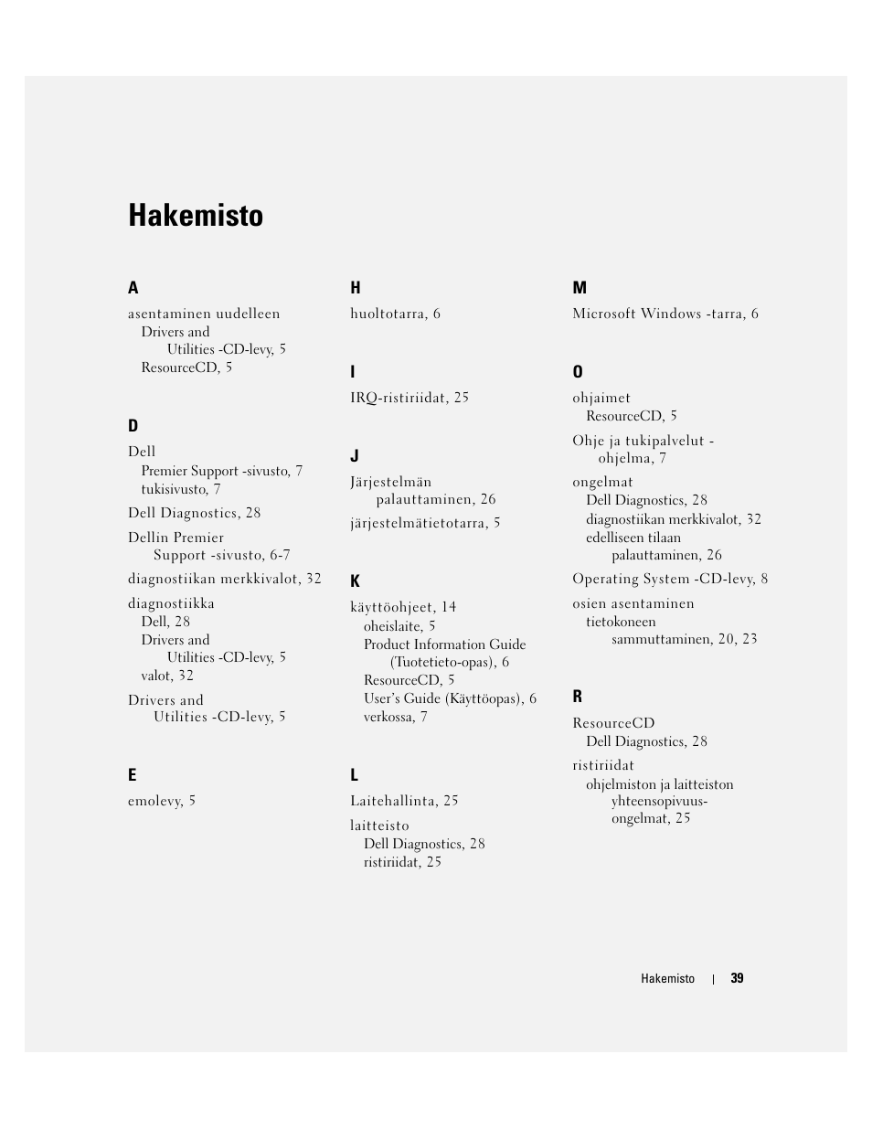 Hakemisto | Dell Precision 370 User Manual | Page 119 / 326