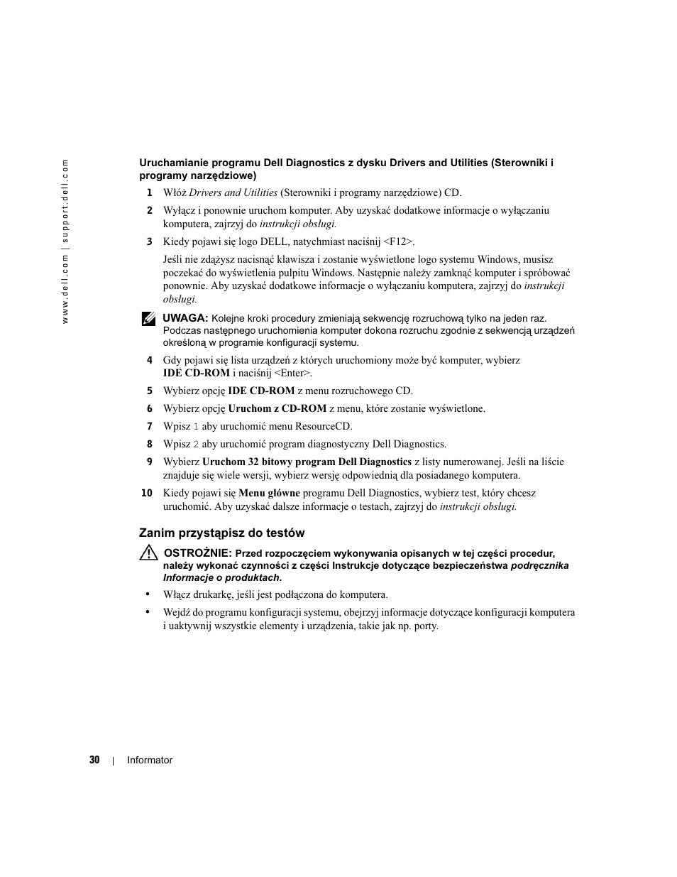 Zanim przystąpisz do testów | Dell Precision 370 User Manual | Page 190 / 326