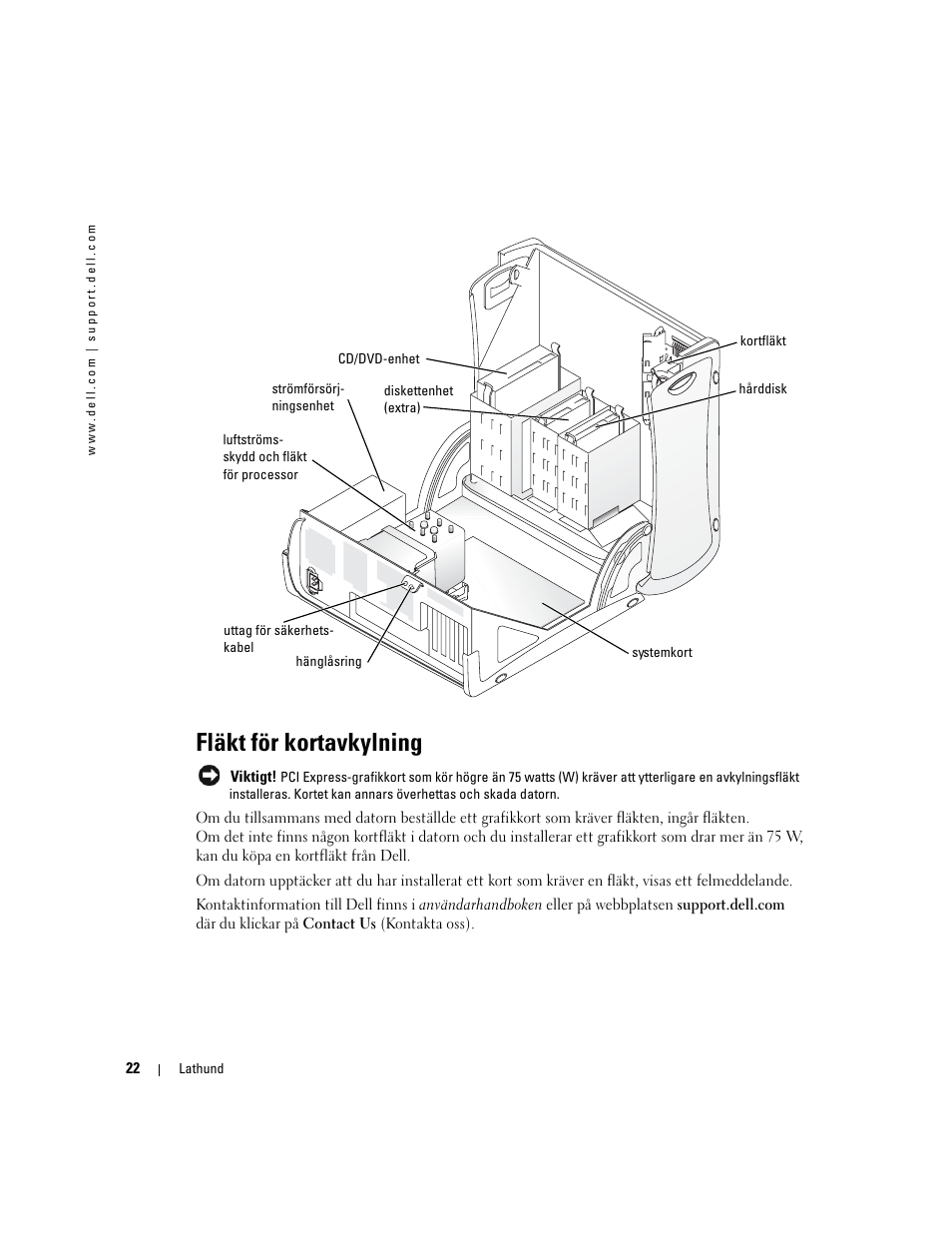 Fläkt för kortavkylning | Dell Precision 370 User Manual | Page 266 / 326