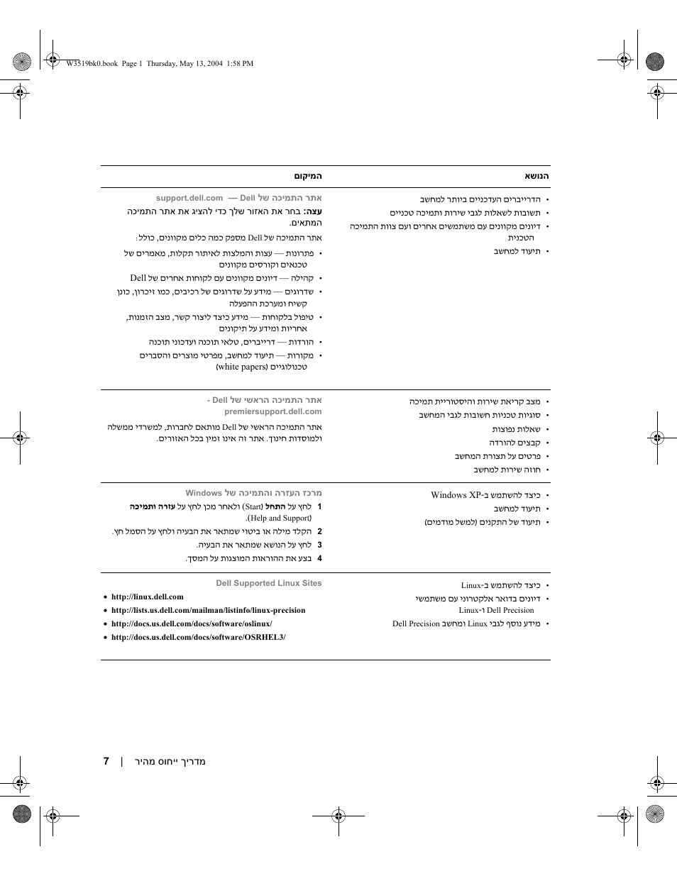 הכימתה רתא, הכימתהו הרזעה זכרמ | Dell Precision 370 User Manual | Page 320 / 326