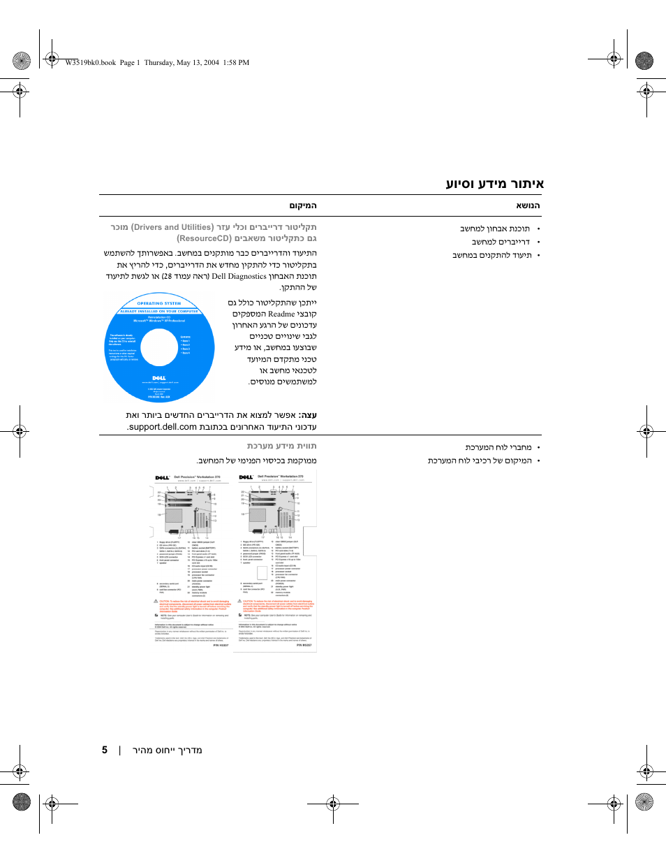 איתור מידע וסיוע, רותיא עויסו עדימ | Dell Precision 370 User Manual | Page 322 / 326