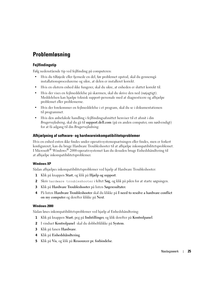 Problemløsning, Fejlfindingstip | Dell Precision 370 User Manual | Page 65 / 326