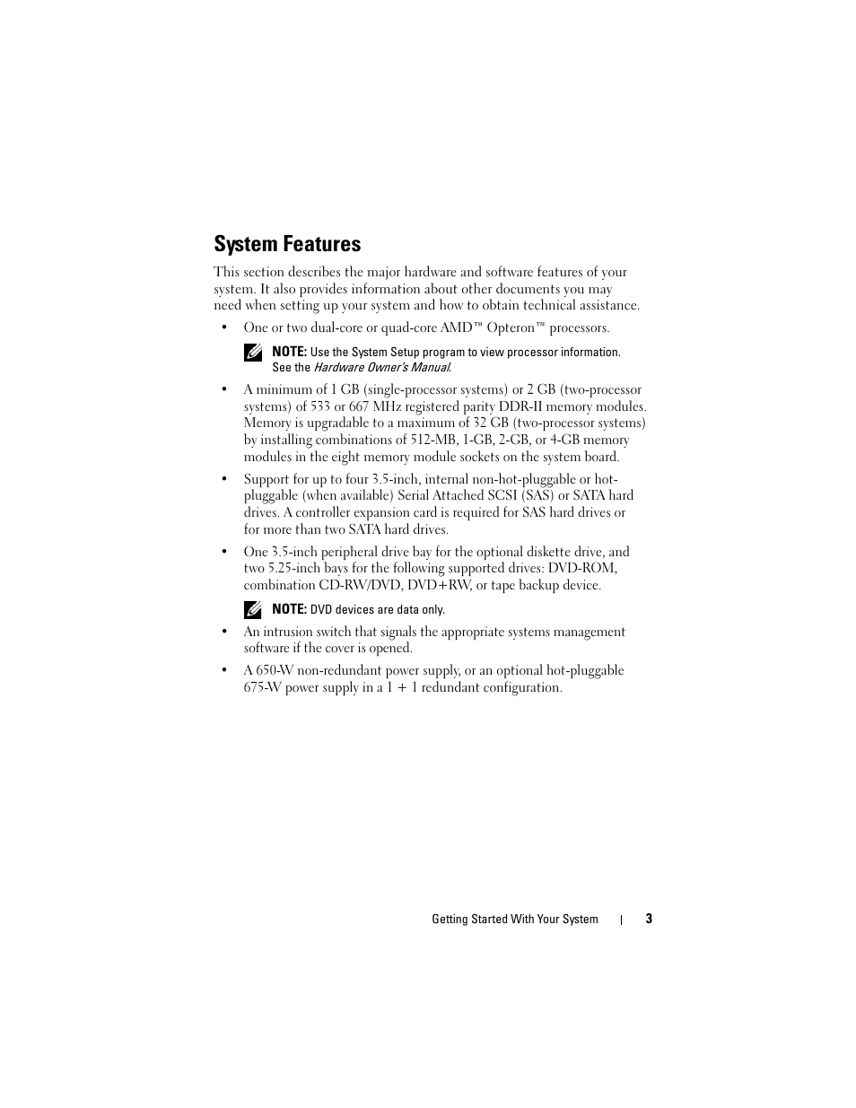 System features | Dell PowerEdge T605 User Manual | Page 5 / 128