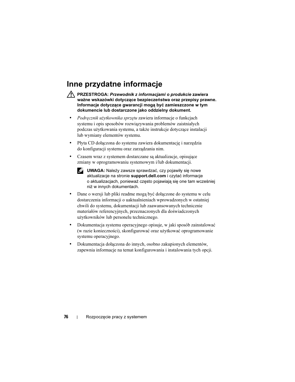 Inne przydatne informacje | Dell PowerEdge T605 User Manual | Page 78 / 128