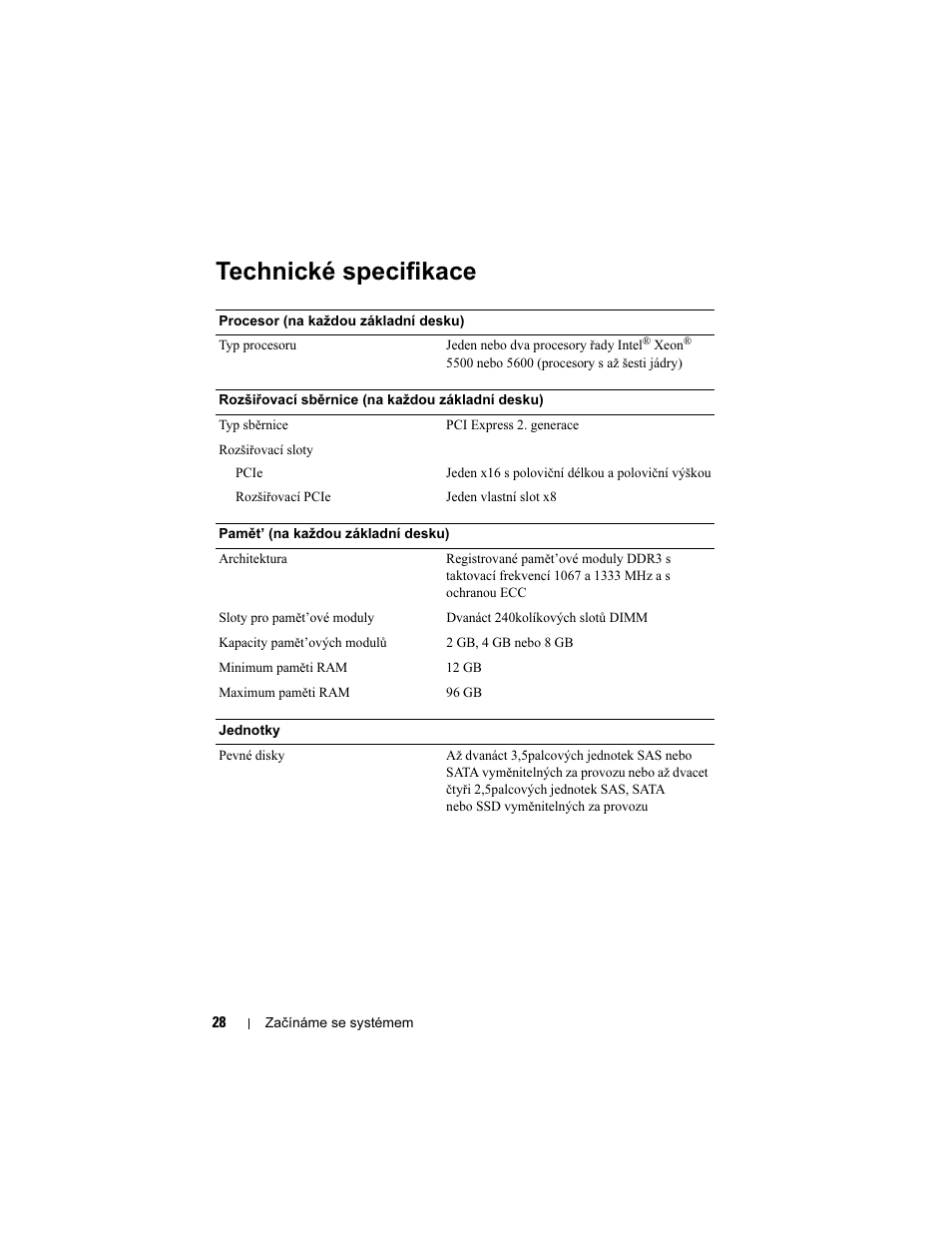 Technické specifikace | Dell PowerEdge C6100 User Manual | Page 30 / 148