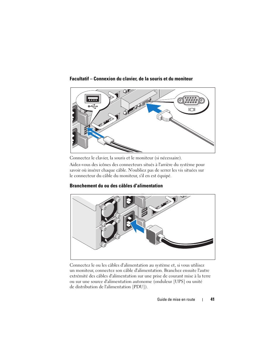 Branchement du ou des câbles d'alimentation | Dell PowerEdge C6100 User Manual | Page 43 / 148