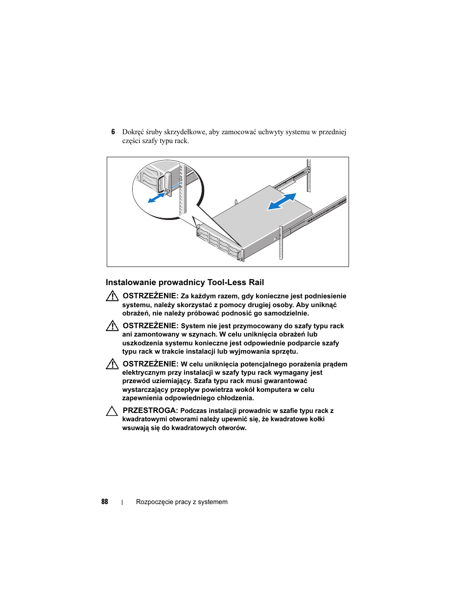 Instalowanie prowadnicy tool-less rail | Dell PowerEdge C6100 User Manual | Page 90 / 148