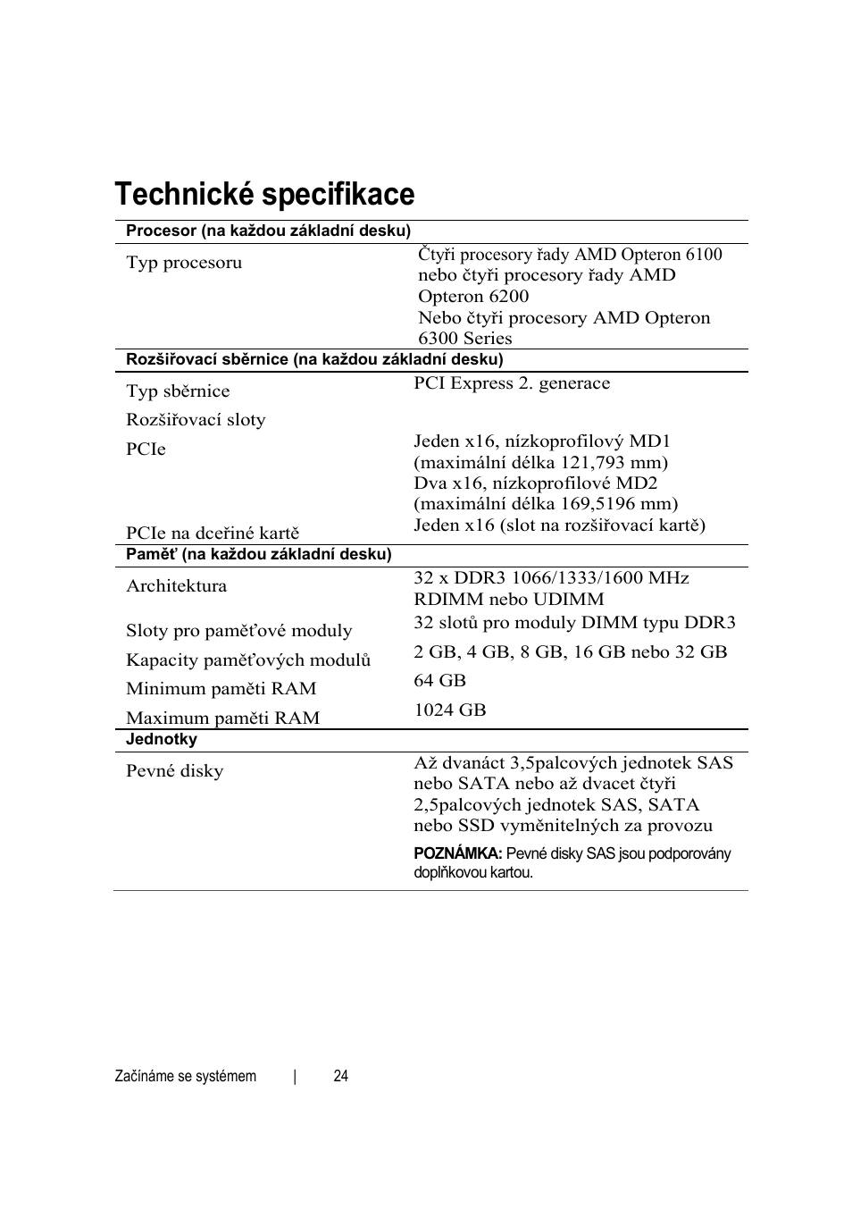Technické specifikace | Dell PowerEdge C6145 User Manual | Page 26 / 148