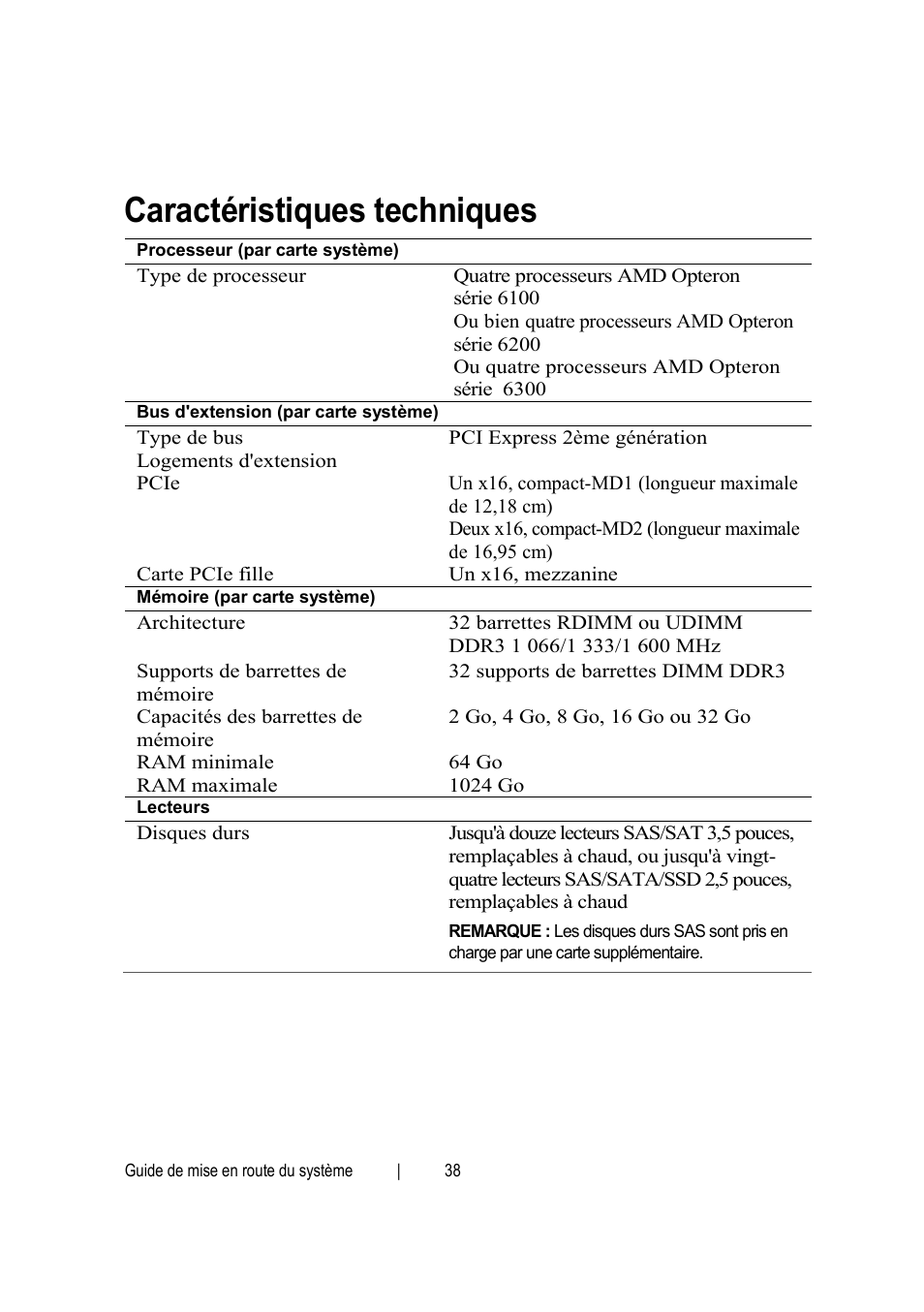 Caractéristiques techniques | Dell PowerEdge C6145 User Manual | Page 40 / 148