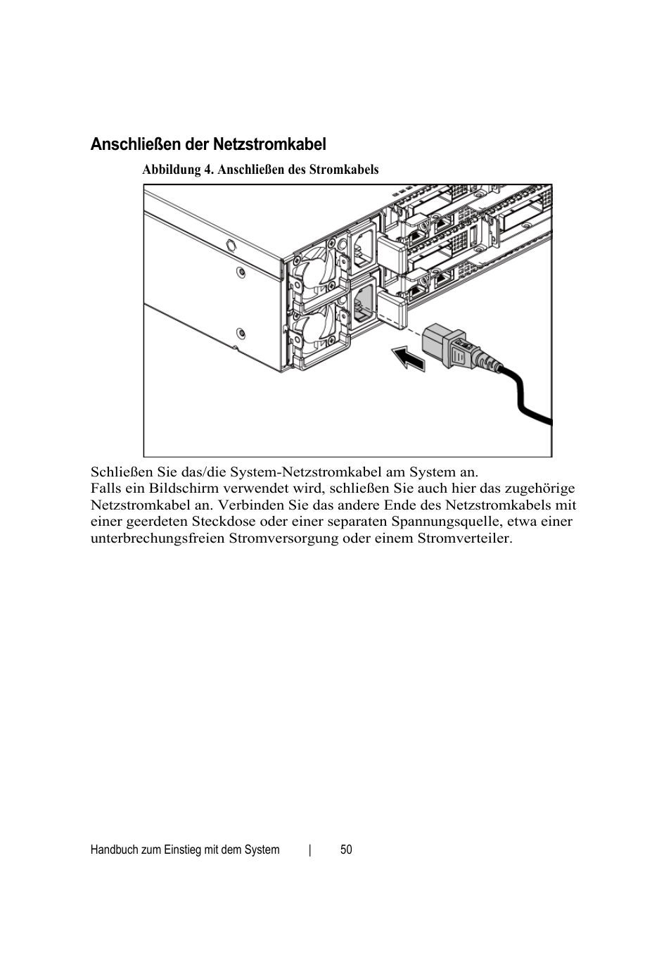 Anschließen der netzstromkabel | Dell PowerEdge C6145 User Manual | Page 52 / 148