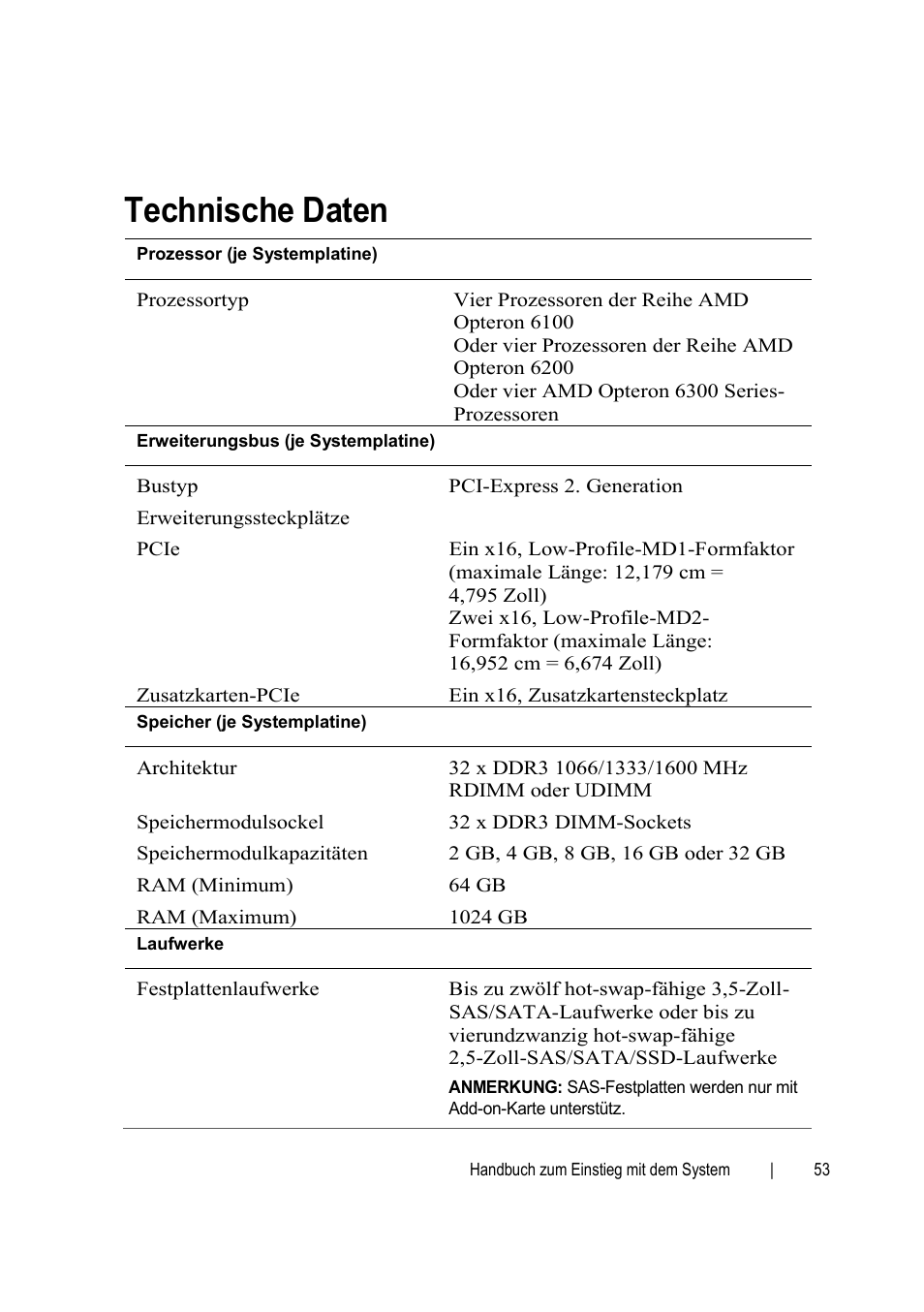 Technische daten | Dell PowerEdge C6145 User Manual | Page 55 / 148