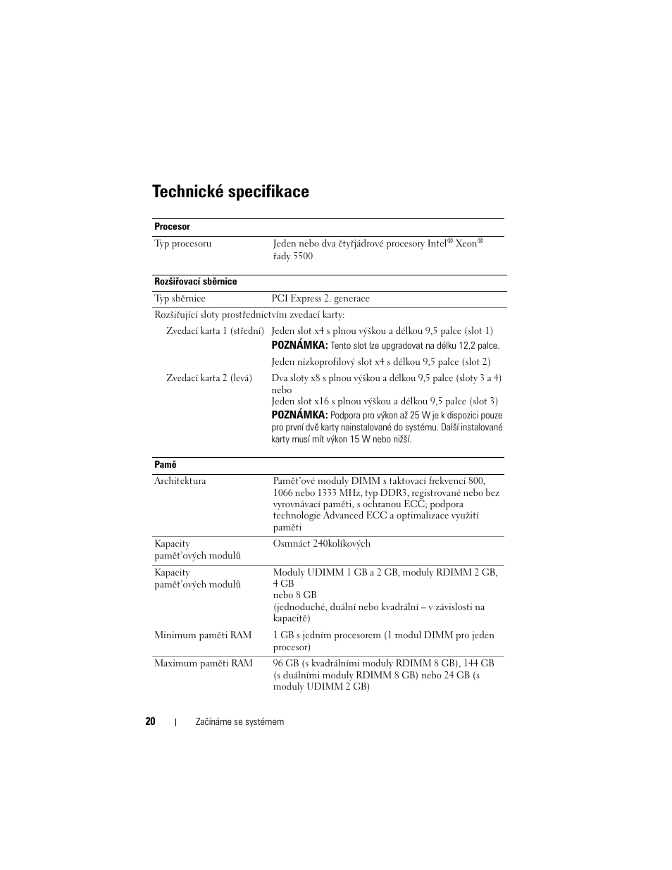 Technické specifikace | Dell PowerVault NX3000 User Manual | Page 22 / 124