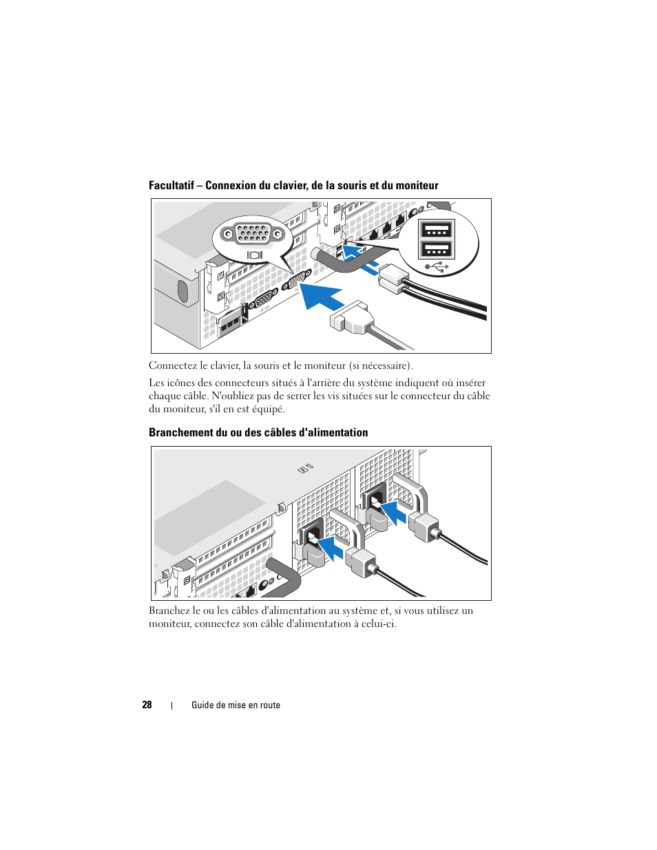 Branchement du ou des câbles d'alimentation | Dell PowerVault NX3000 User Manual | Page 30 / 124