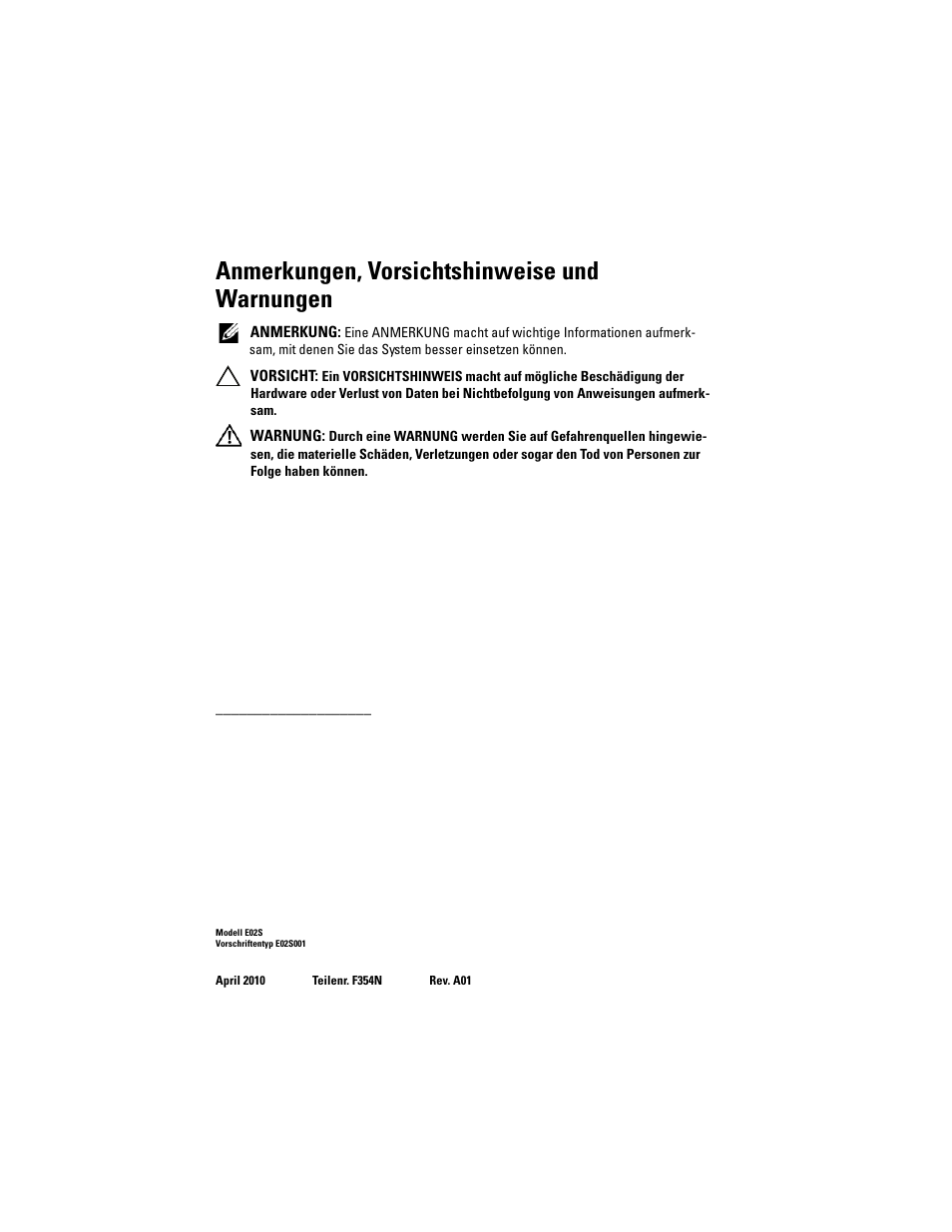 Anmerkungen, vorsichtshinweise und warnungen | Dell PowerVault NX3000 User Manual | Page 40 / 124