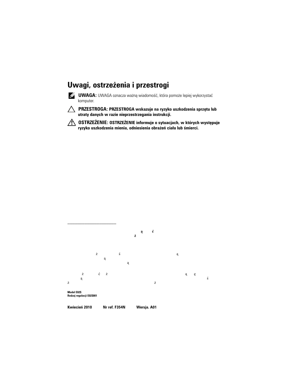 Uwagi, ostrzeżenia i przestrogi | Dell PowerVault NX3000 User Manual | Page 64 / 124