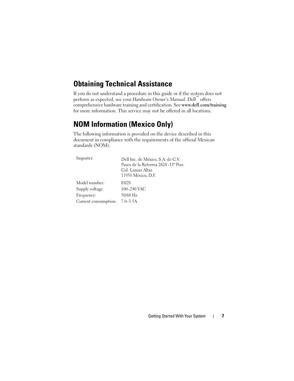 Obtaining technical assistance, Nom information (mexico only) | Dell PowerVault NX3000 User Manual | Page 9 / 124