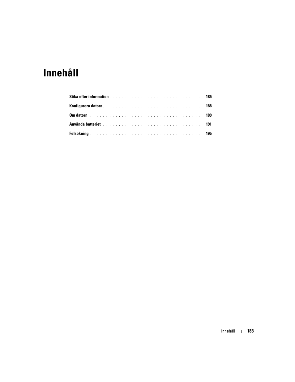 Innehåll | Dell Latitude D531 User Manual | Page 183 / 224
