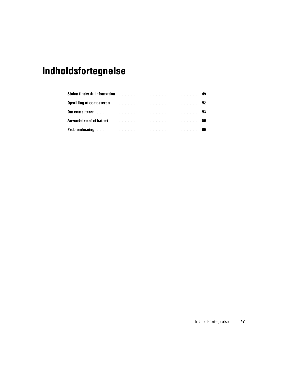 Indholdsfortegnelse | Dell Latitude D531 User Manual | Page 47 / 224