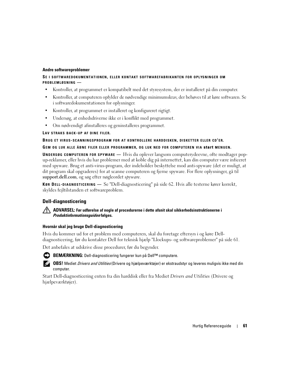 Dell-diagnosticering | Dell Latitude D531 User Manual | Page 61 / 224