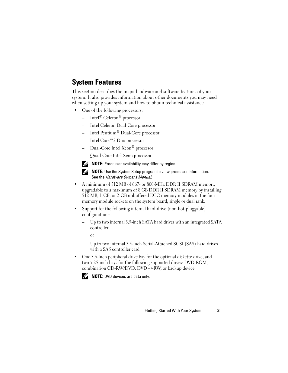 System features | Dell PowerEdge T100 User Manual | Page 5 / 110