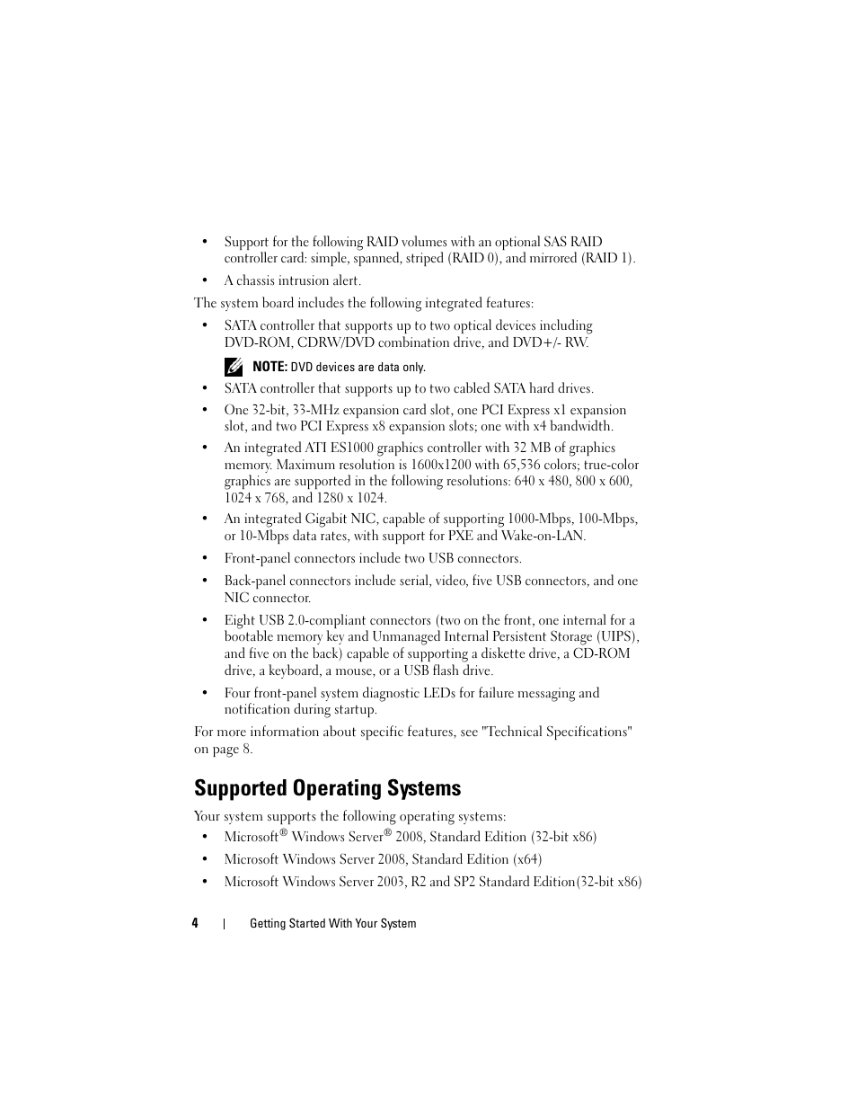 Supported operating systems | Dell PowerEdge T100 User Manual | Page 6 / 110