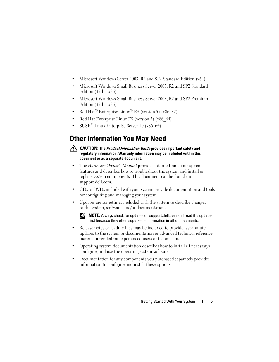 Other information you may need | Dell PowerEdge T100 User Manual | Page 7 / 110