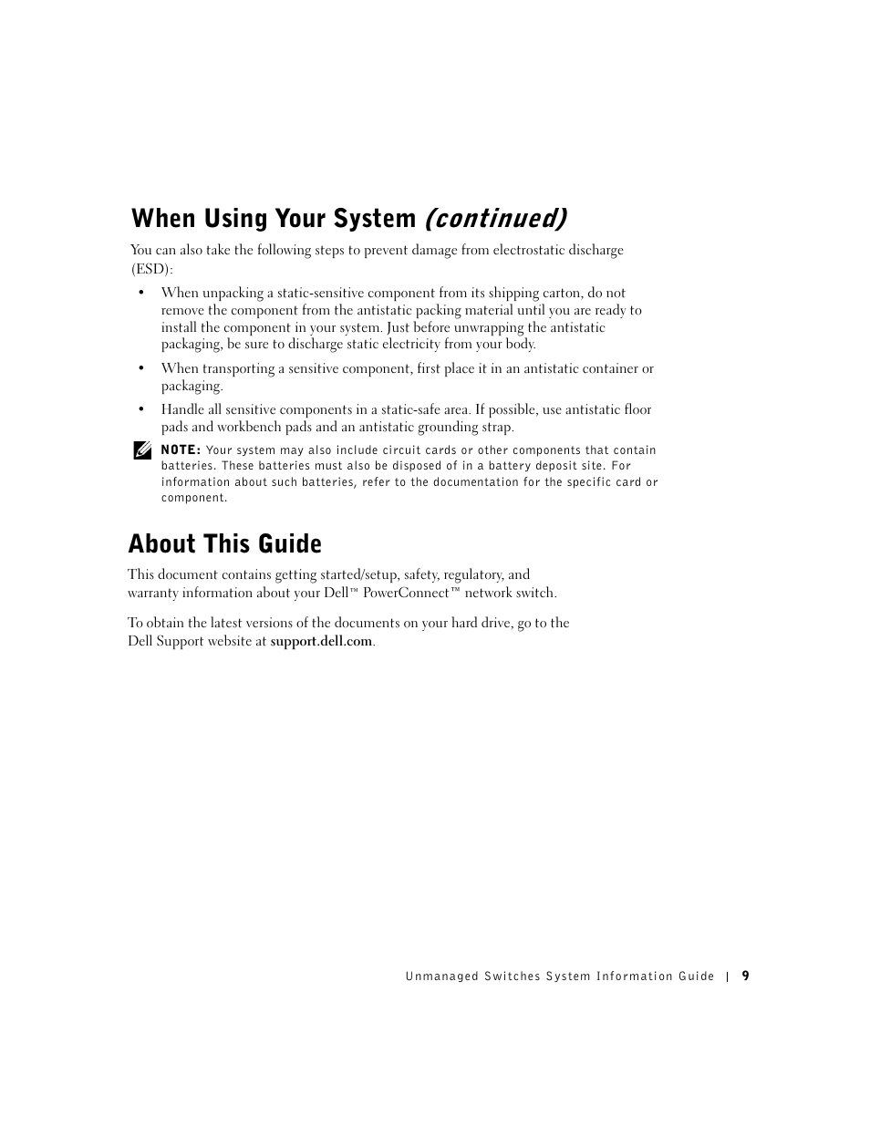 About this guide, When using your system (continued) | Dell PowerConnect 2124 User Manual | Page 11 / 146