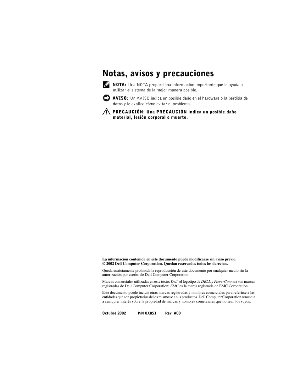 Notas, avisos y precauciones | Dell PowerConnect 2124 User Manual | Page 114 / 146