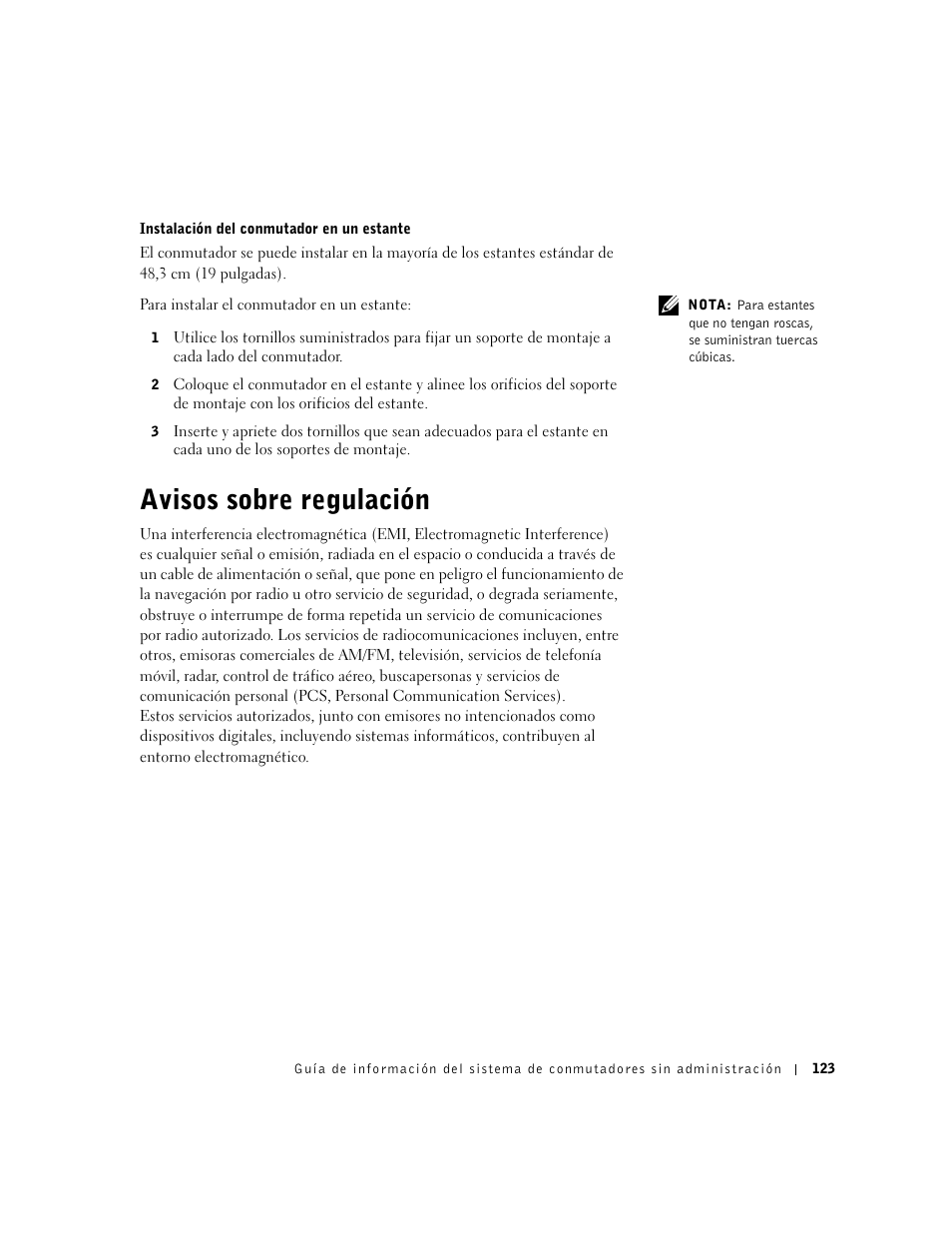 Avisos sobre regulación | Dell PowerConnect 2124 User Manual | Page 125 / 146