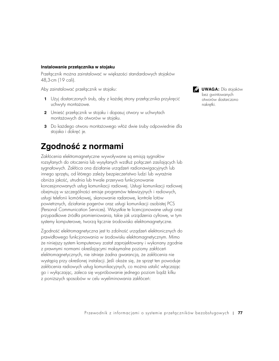 Zgodność z normami | Dell PowerConnect 2124 User Manual | Page 79 / 146