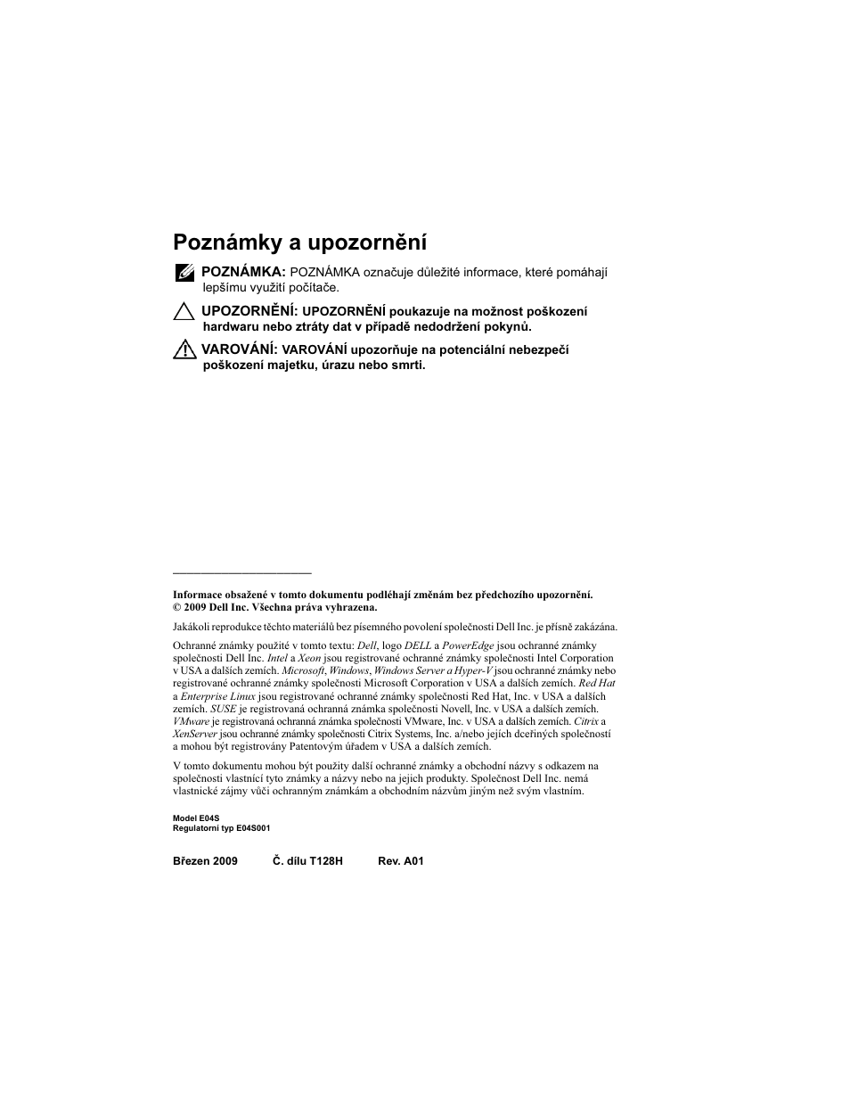 Poznámky a upozornění | Dell PowerEdge T710 User Manual | Page 16 / 122