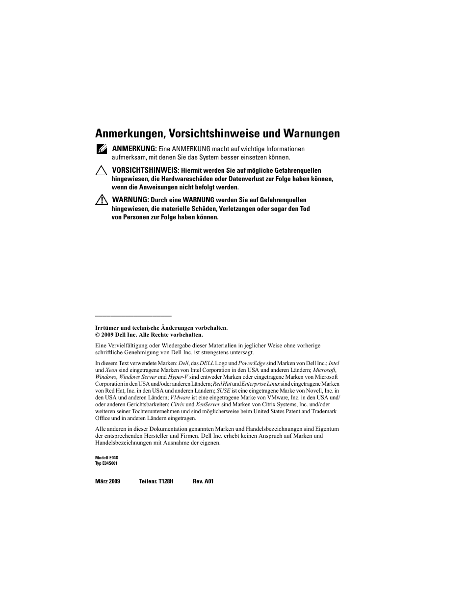 Anmerkungen, vorsichtshinweise und warnungen | Dell PowerEdge T710 User Manual | Page 40 / 122